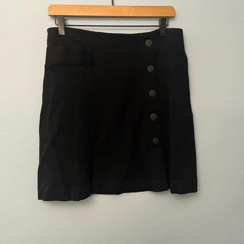 CAbi Black Mini Skirt with Button Detail